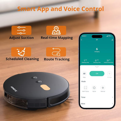 2-In-1 Robot Vacuum and Mop Combo - Robot Vacuum Cleaner with Air Aromatherapy, 8000Pa Super Suction, APP & Alexa Control, Self-Charging, Maps Multiple Floors, Ideal for Pet Hair/Carpets/Hard Floors