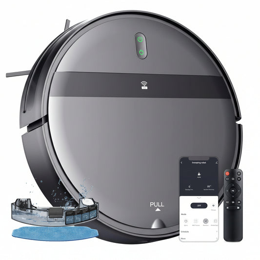 Robot Vacuum Mop Combo, Wifi/App/Alexa, 2-In-1 Robot Vacuum and Mop Combo, Robotic Vacuum Cleaner, Self-Charging, Quiet, Tangle-Free Suction Robot Vacuum Cleaner for Pet Hair/Carpet/Hard Floor