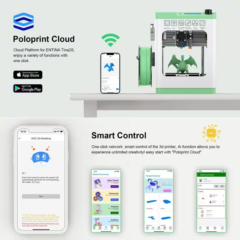 Wi-Fi Cloud Printing 3D Printer, Fully Assembled and Mini 3D Printer for Beginners and Kids with Auto Leveling