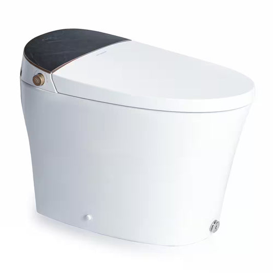 Water-Saving Elongated Smart Bidet Toilet 1.06 GPF in White with Foam Shield, Heated Seat, Foot Kick and Auto Flush