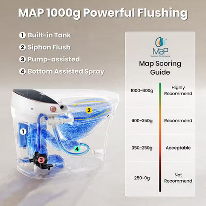 Water-Saving Elongated Smart Bidet Toilet 1.06 GPF in White with Foam Shield, Heated Seat, Foot Kick and Auto Flush