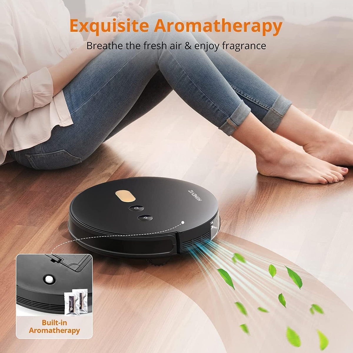 2-In-1 Robot Vacuum and Mop Combo - Robot Vacuum Cleaner with Air Aromatherapy, 8000Pa Super Suction, APP & Alexa Control, Self-Charging, Maps Multiple Floors, Ideal for Pet Hair/Carpets/Hard Floors